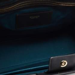 Bvlgari Black Leather Logo Embossed Tote