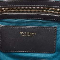 Bvlgari Black Leather Logo Embossed Tote