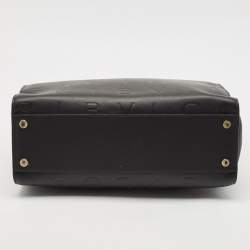 Bvlgari Black Leather Logo Embossed Tote