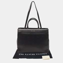 Bvlgari Black Leather Logo Embossed Tote