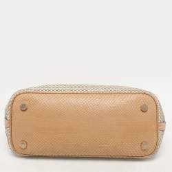Bvlgari Beige/Brown Woven Leather and Python Isabella Rossellini Top Handle Bag