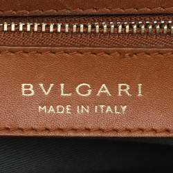 Bvlgari Beige/Brown Woven Leather and Python Isabella Rossellini Top Handle Bag
