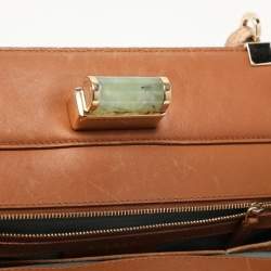 Bvlgari Beige/Brown Woven Leather and Python Isabella Rossellini Top Handle Bag
