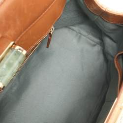 Bvlgari Beige/Brown Woven Leather and Python Isabella Rossellini Top Handle Bag