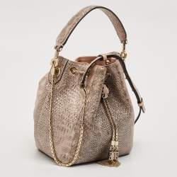 Pre Owned Bvlgari Metallic Karung Leather Serpenti Forever Bucket Bag