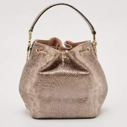 Pre Owned Bvlgari Metallic Karung Leather Serpenti Forever Bucket Bag