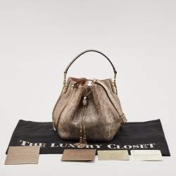 Pre Owned Bvlgari Metallic Karung Leather Serpenti Forever Bucket Bag