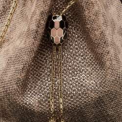 Pre Owned Bvlgari Metallic Karung Leather Serpenti Forever Bucket Bag