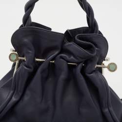 Bvlgari Navy Blue Leather Small Gaby Bag