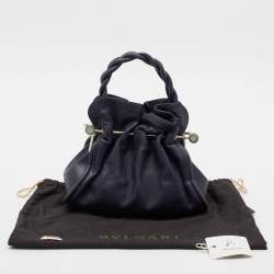 Bvlgari Navy Blue Leather Small Gaby Bag