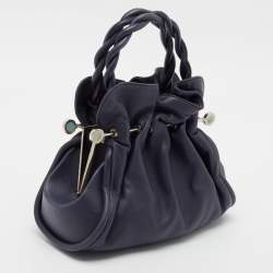 Bvlgari Navy Blue Leather Small Gaby Bag