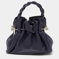 Bvlgari Navy Blue Leather Small Gaby Bag