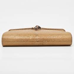 Pre Owned Bvlgari Gold Stingray Leather Tubogas Chain Clutch
