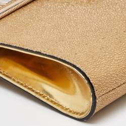 Pre Owned Bvlgari Gold Stingray Leather Tubogas Chain Clutch