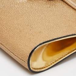 Pre Owned Bvlgari Gold Stingray Leather Tubogas Chain Clutch