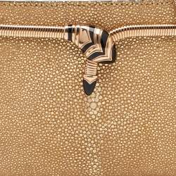 Pre Owned Bvlgari Gold Stingray Leather Tubogas Chain Clutch