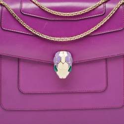 Bvlgari Magenta Pink Leather Large Serpenti Forever Shoulder Bag