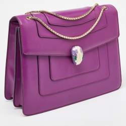 Bvlgari Magenta Pink Leather Large Serpenti Forever Shoulder Bag