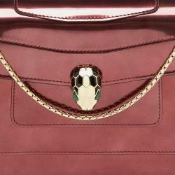 Bvlgari Burgundy Patent Leather Medium Serpenti Forever Flap Shoulder Bag