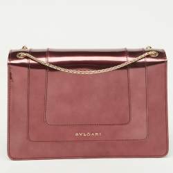 Bvlgari Burgundy Patent Leather Medium Serpenti Forever Flap Shoulder Bag
