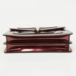 Bvlgari Burgundy Patent Leather Medium Serpenti Forever Flap Shoulder Bag
