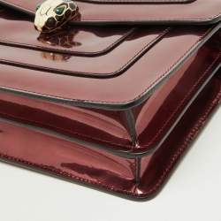 Bvlgari Burgundy Patent Leather Medium Serpenti Forever Flap Shoulder Bag