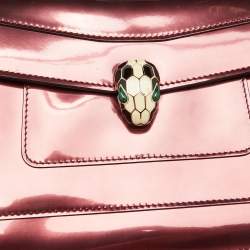 Bvlgari Burgundy Patent Leather Medium Serpenti Forever Flap Shoulder Bag