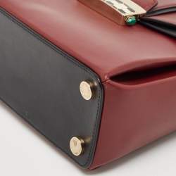 Bvlgari Burgundy/Black Leather Serpenti Viper Top Handle Bag