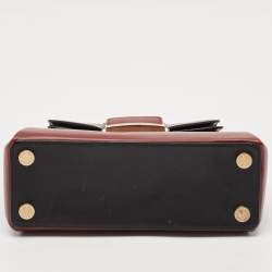 Bvlgari Burgundy/Black Leather Serpenti Viper Top Handle Bag