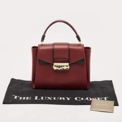 Bvlgari Burgundy/Black Leather Serpenti Viper Top Handle Bag