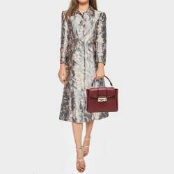 Bvlgari Burgundy/Black Leather Serpenti Viper Top Handle Bag