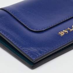 Pre Owned Bvlgari Blue Leather Serpenti Forever Bifold Card Holder