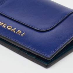 Pre Owned Bvlgari Blue Leather Serpenti Forever Bifold Card Holder