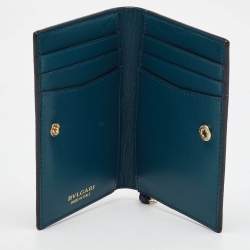Pre Owned Bvlgari Blue Leather Serpenti Forever Bifold Card Holder