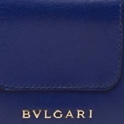 Pre Owned Bvlgari Blue Leather Serpenti Forever Bifold Card Holder