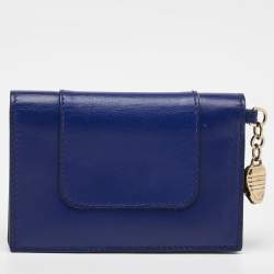 Pre Owned Bvlgari Blue Leather Serpenti Forever Bifold Card Holder
