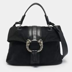Bvlgari Black Canvas and Leather Leoni Shoulder Bag