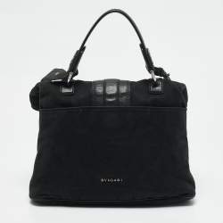 Bvlgari Black Canvas and Leather Leoni Shoulder Bag