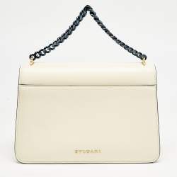 Pre Owned Bvlgari Off White Leather Serpenti Forever Maxi Chain Bag