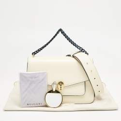 Pre Owned Bvlgari Off White Leather Serpenti Forever Maxi Chain Bag