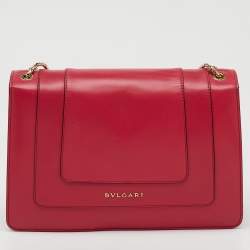 Bvlgari Cherry Red Leather Medium Serpenti Forever Shoulder Bag