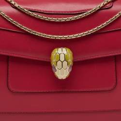 Bvlgari Cherry Red Leather Medium Serpenti Forever Shoulder Bag