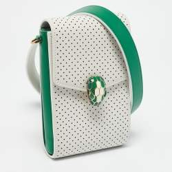 Bvlgari x Casablanca White/Green Perforated Leather Apres Tennis Crossbody Bag
