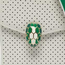 Bvlgari x Casablanca White/Green Perforated Leather Apres Tennis Crossbody Bag