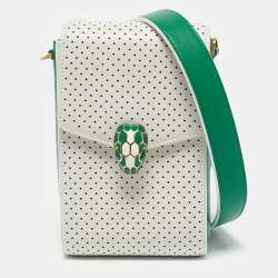 Bvlgari x Casablanca White/Green Perforated Leather Apres Tennis Crossbody Bag