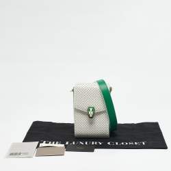 Bvlgari x Casablanca White/Green Perforated Leather Apres Tennis Crossbody Bag