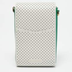 Bvlgari x Casablanca White/Green Perforated Leather Apres Tennis Crossbody Bag