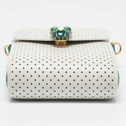 Bvlgari x Casablanca White/Green Perforated Leather Apres Tennis Crossbody Bag