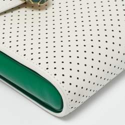 Bvlgari x Casablanca White/Green Perforated Leather Apres Tennis Crossbody Bag