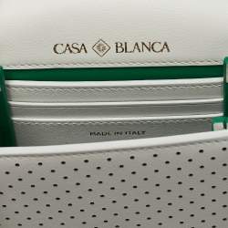 Bvlgari x Casablanca White/Green Perforated Leather Apres Tennis Crossbody Bag